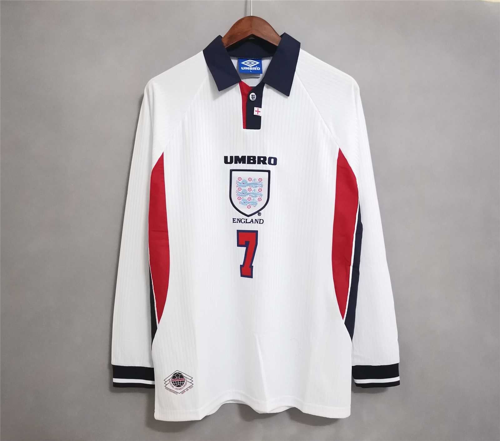 England 1998 Long Sleeve Home Jersey